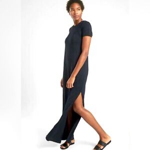 Michael Kors Black T-Shirt Stretchy Maxi Dress with Slide Slit Size XL